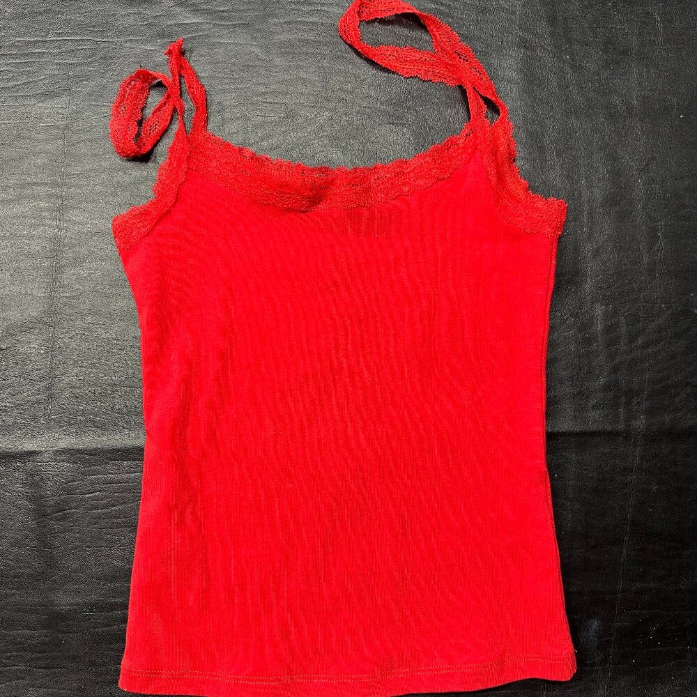 White Fox Boutique Red Lace-Trim Tank Top